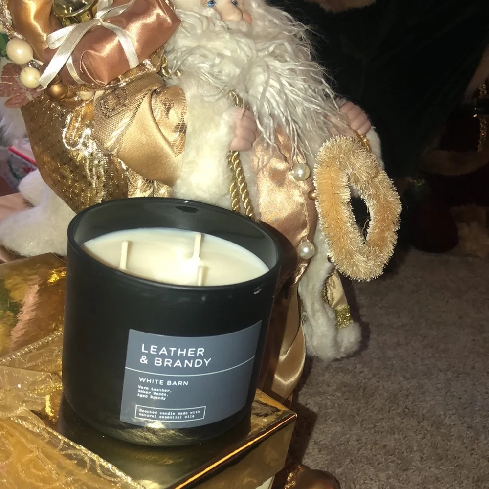 COPY - Bath and Bodyworks leather and Brandy white barn collection three wick c… - Picture 2 of 3